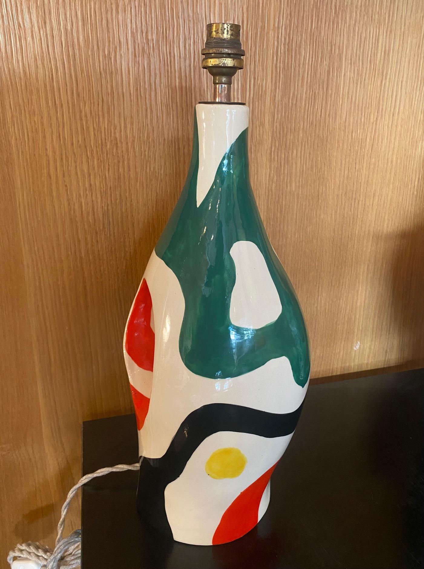 Ceramic Table Lamp by Roland Brice, Biot, France In Good Condition For Sale In Paris, FR