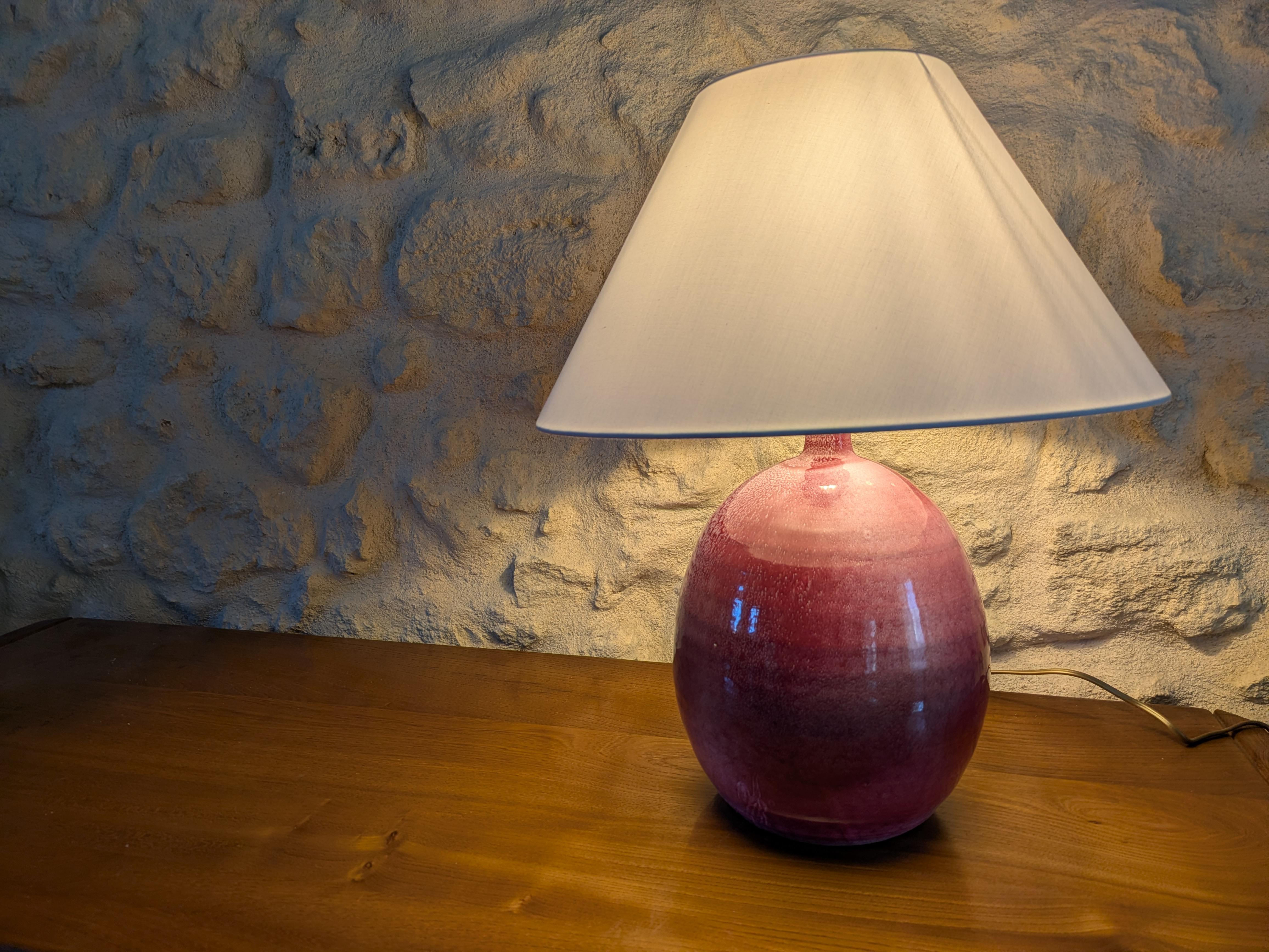 Mid-Century Modern Ceramic Table Lamp by Roland Zobel — Atelier des Cyclades, France, circa 1970 For Sale
