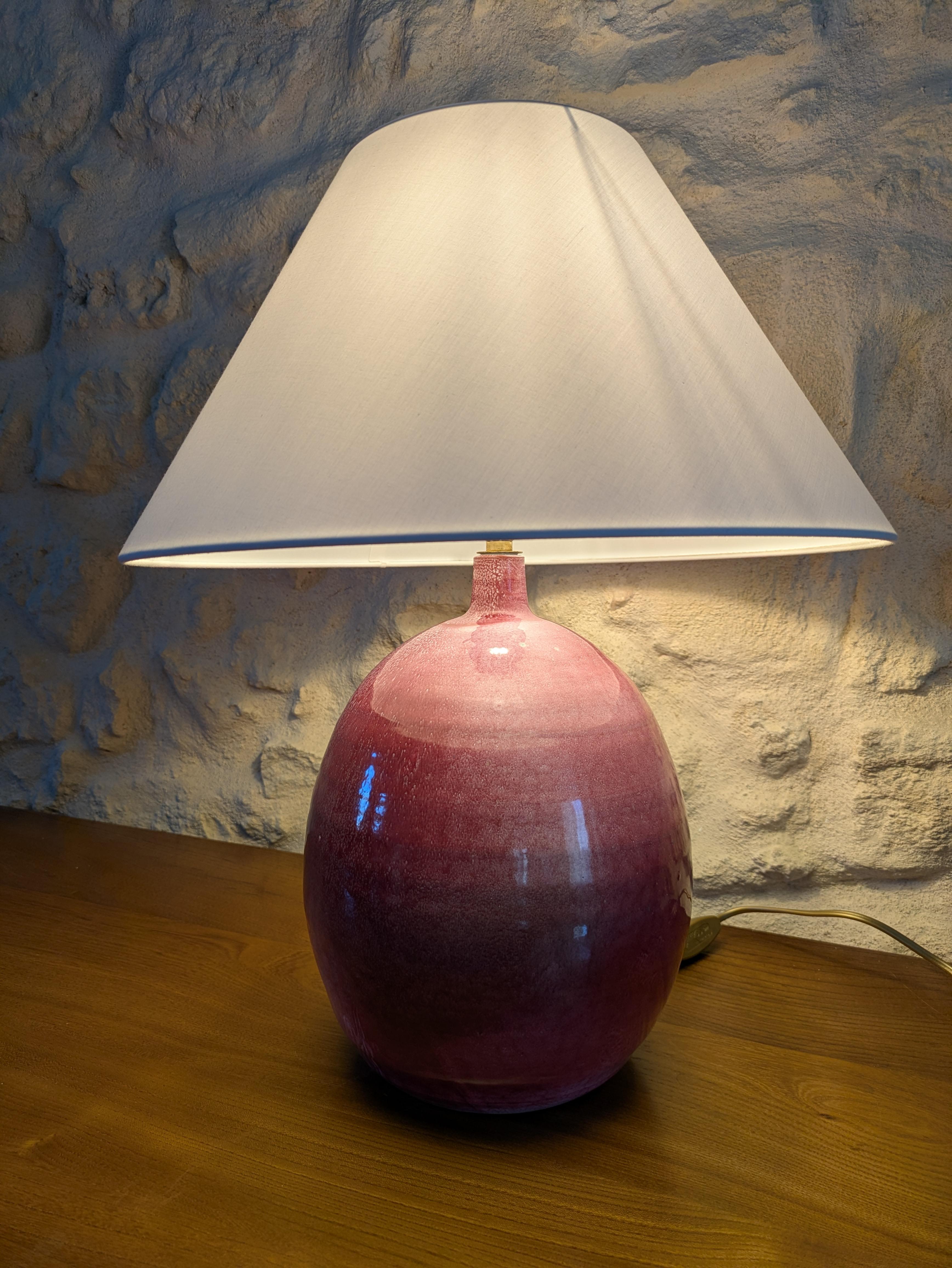 French Ceramic Table Lamp by Roland Zobel — Atelier des Cyclades, France, circa 1970 For Sale