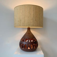 Keramische Tischlampe von Roland Zobel für Les Cyclades, ca. 1975, Frankreich.