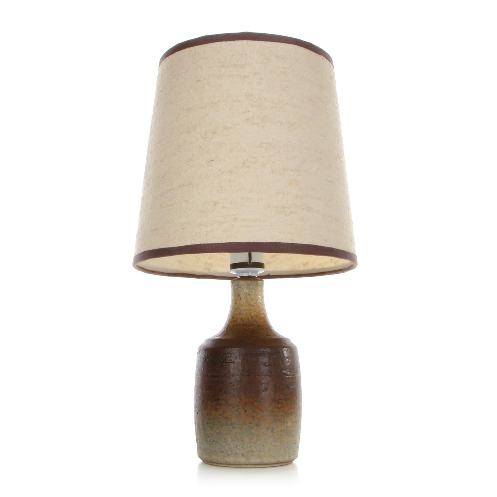 Scandinavian Modern Ceramic Table Lamp by Soholm Stentoj 1970s, with Vintage Shade Included