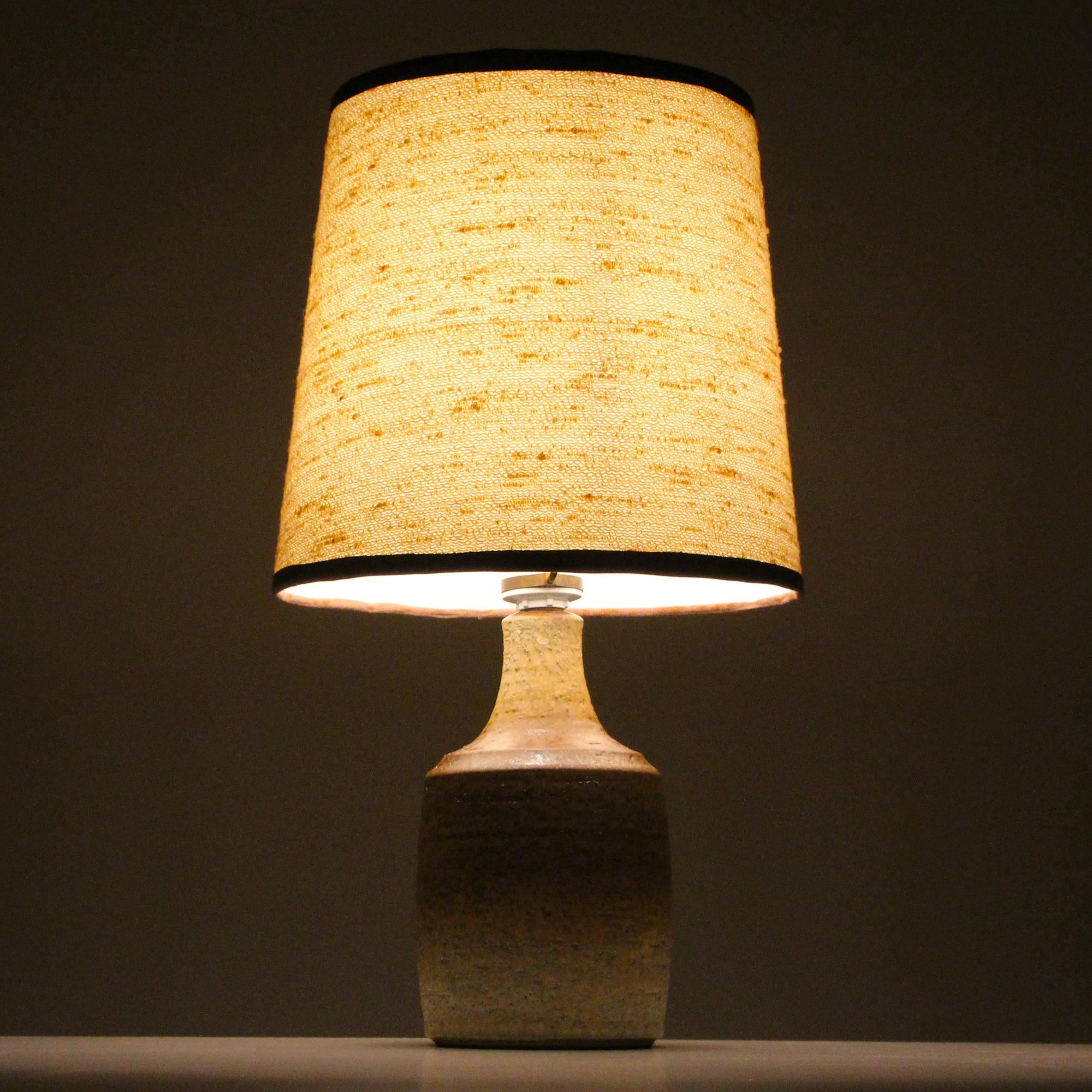 Danish Ceramic Table Lamp by Soholm Stentoj 1970s, with Vintage Shade Included