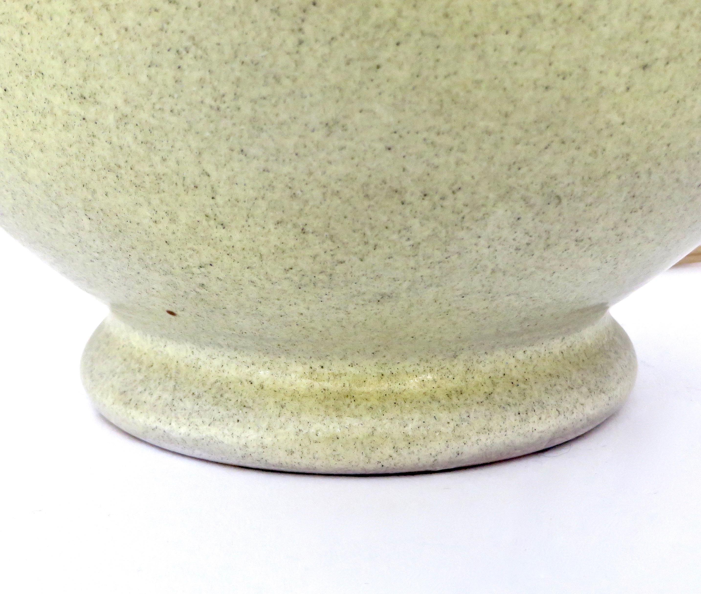 Ceramic Table Lamp in Pale Celery Green by Swiss Ceramic Artist Fritz Haussmann. For Sale 2