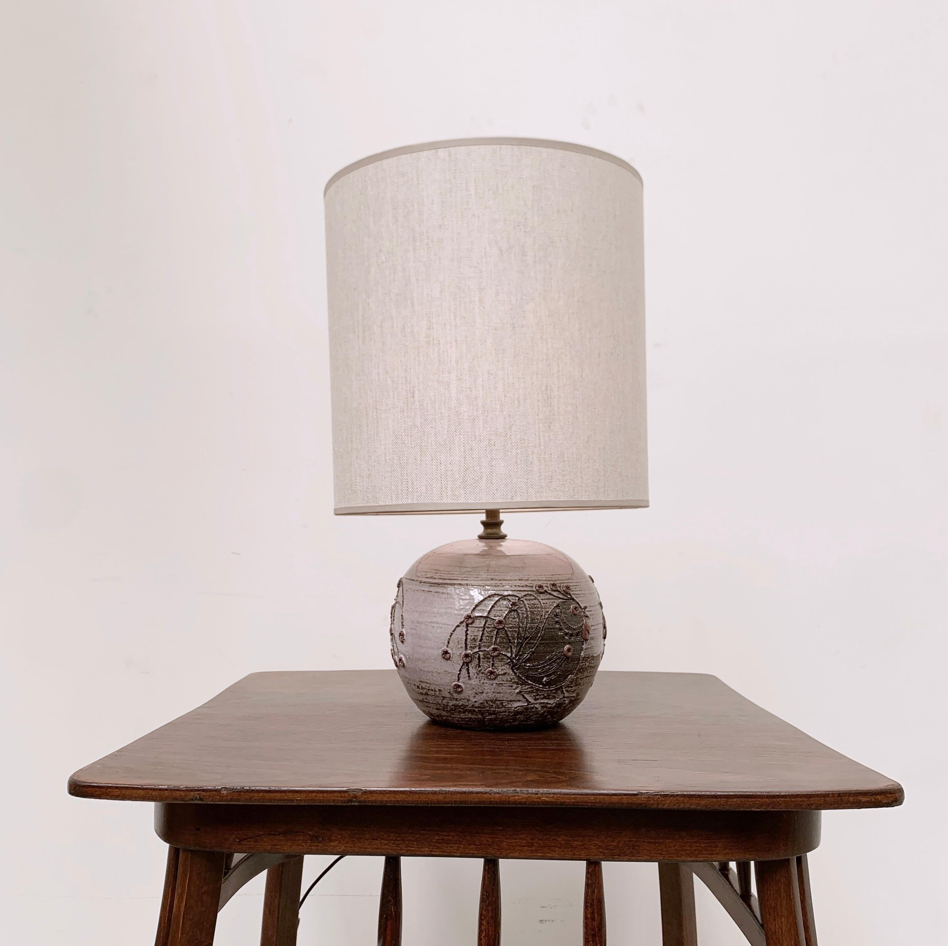 Belgian Mid-Century Modern Ceramic Table Lamp by Thérèse Bataille, Dour Belgium For Sale