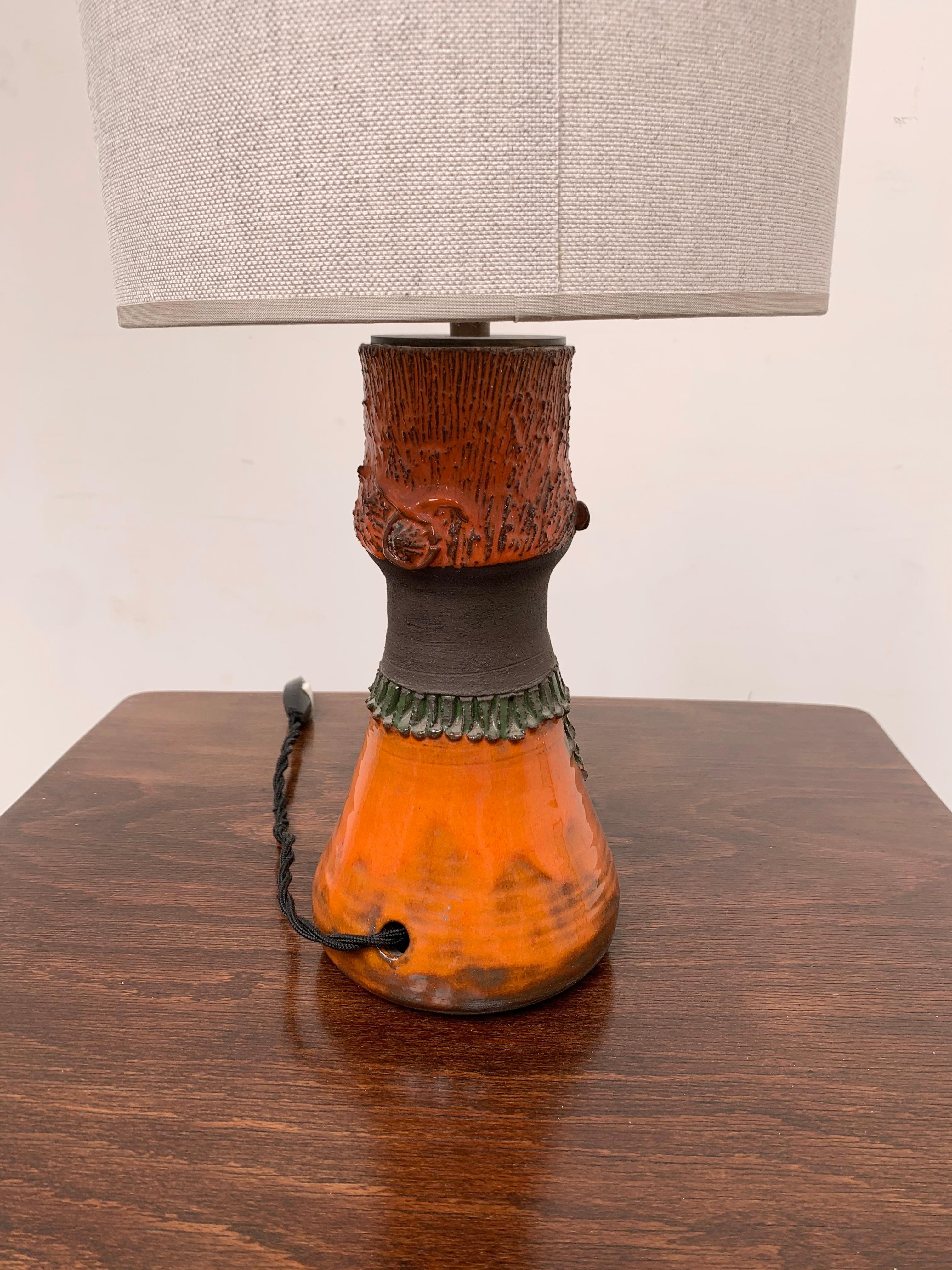 Belgian Mid-Century Modern Ceramic Table Lamp by Thérèse Bataille, Dour Belgium For Sale