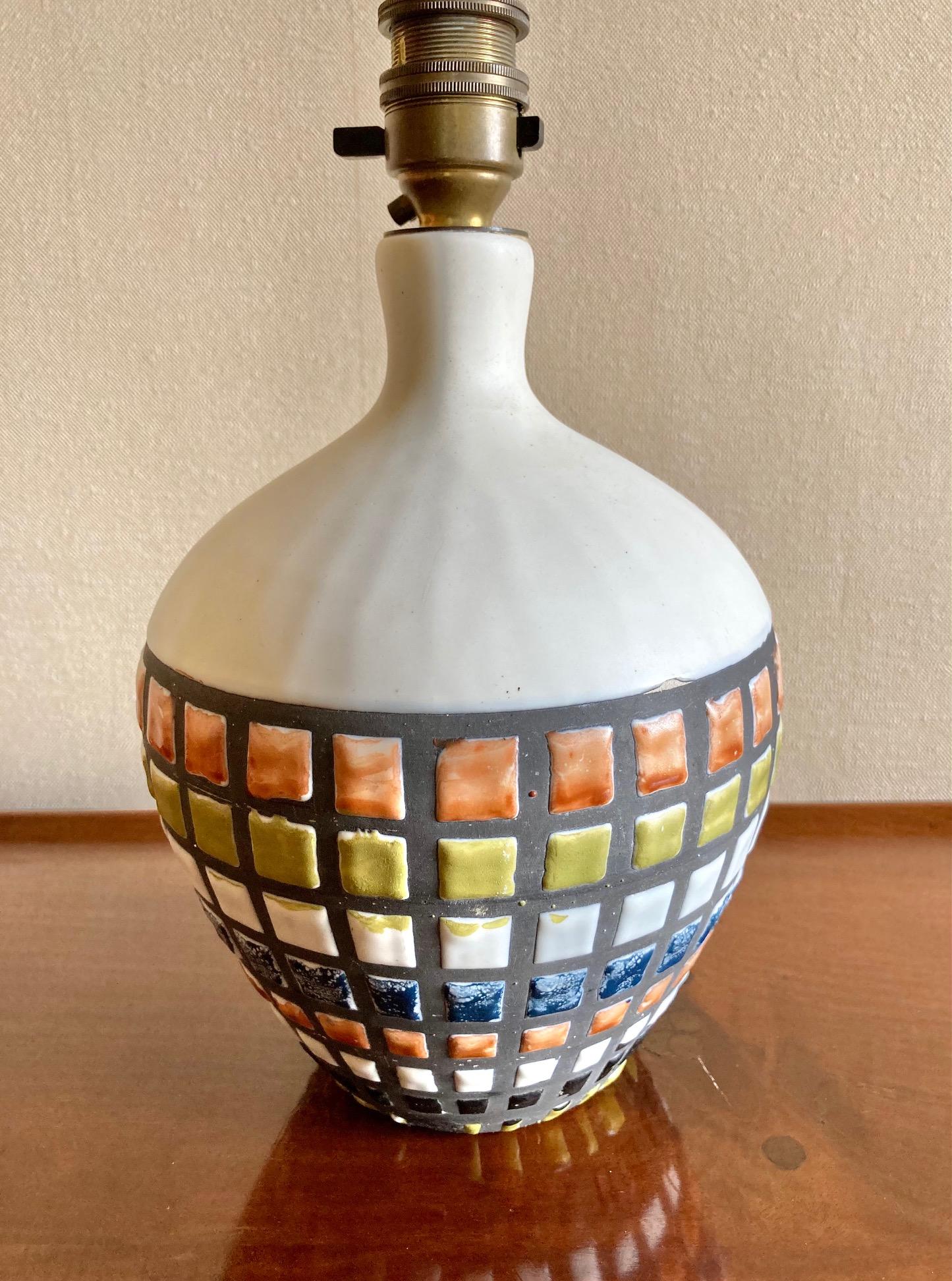 Ceramic Table Lamp, Capron Vallauris, 1960 In Good Condition For Sale In Paris, Ile-de-France