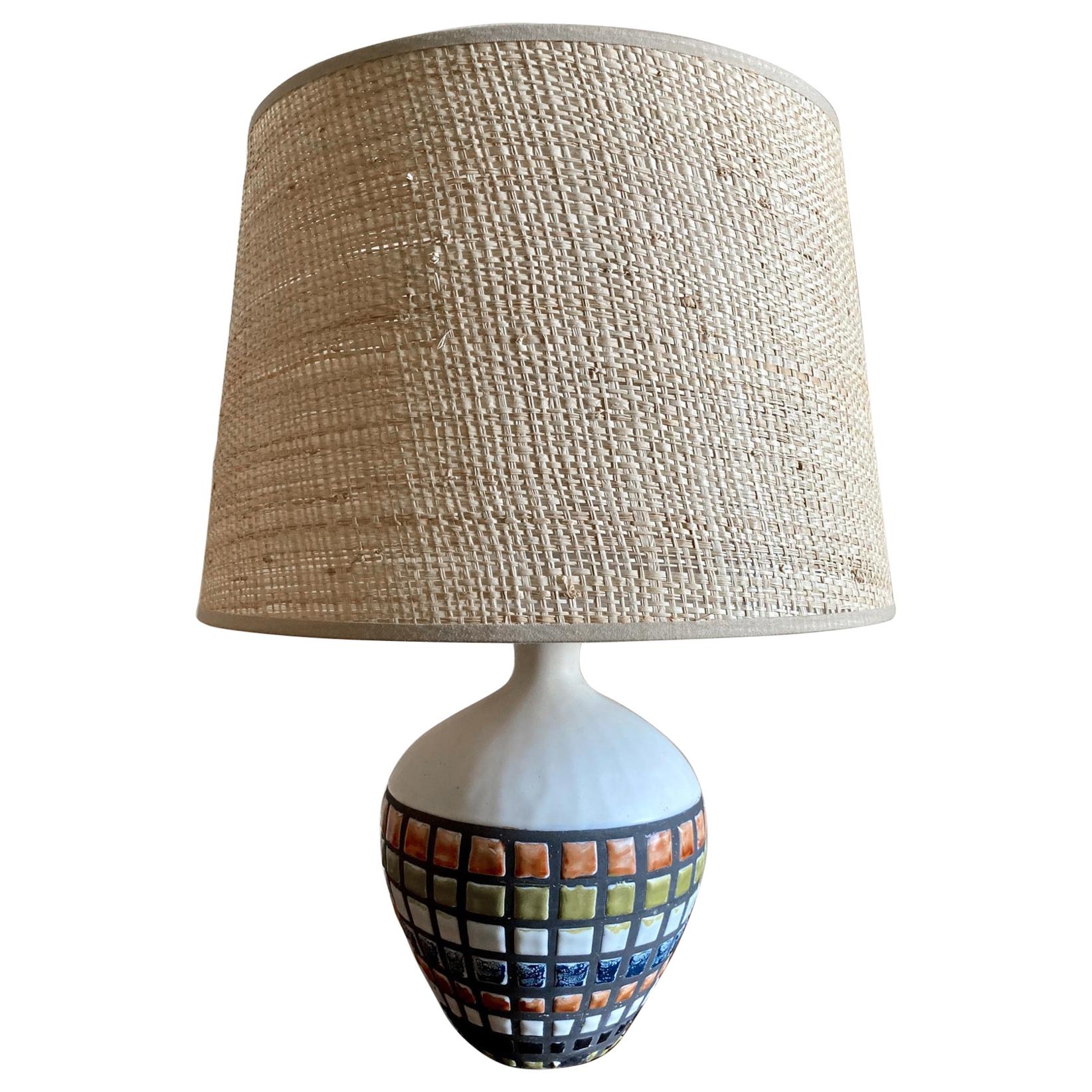 Ceramic Table Lamp, Capron Vallauris, 1960 For Sale