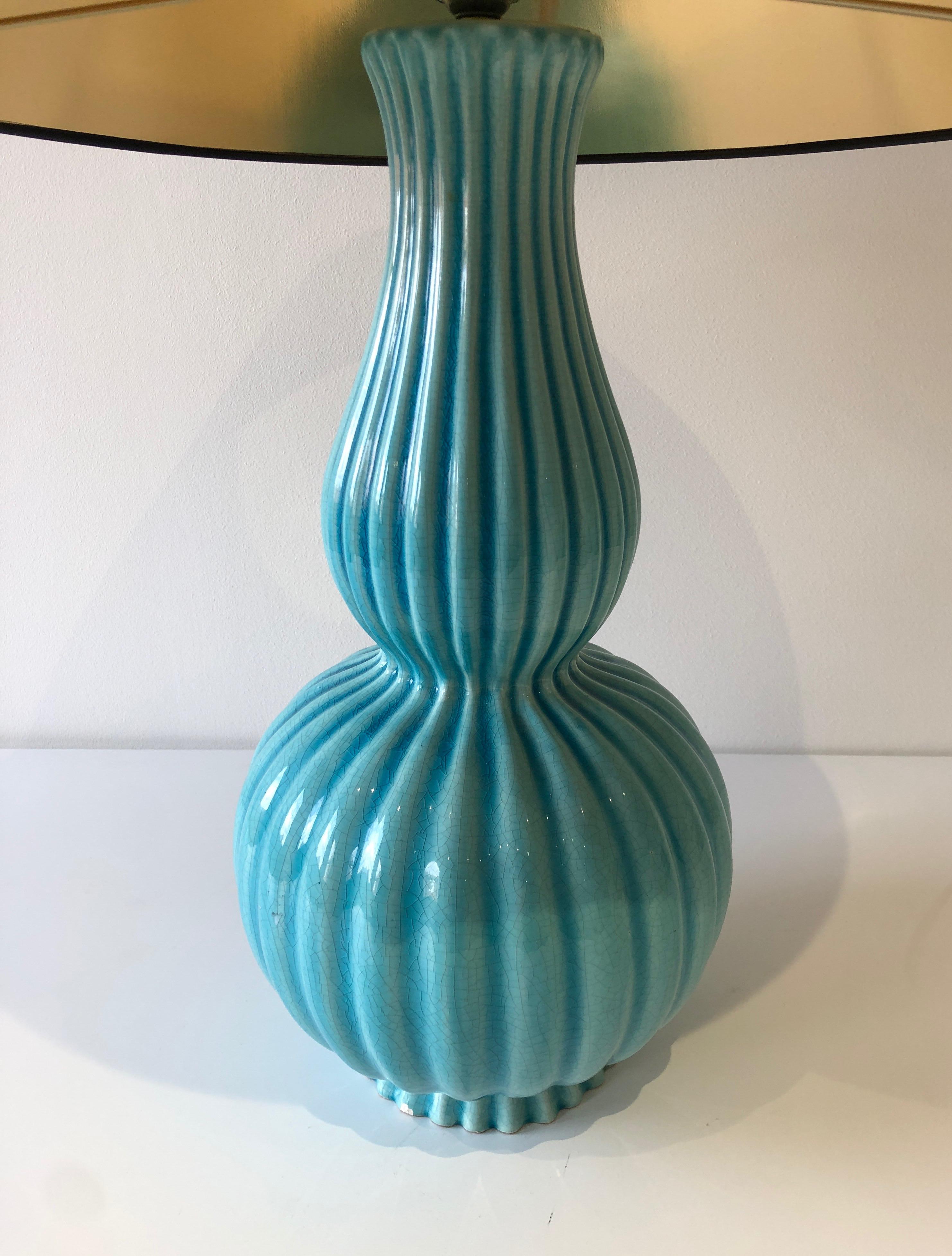 Keramik-Tischlampe, um 1970 (Französisch) im Angebot