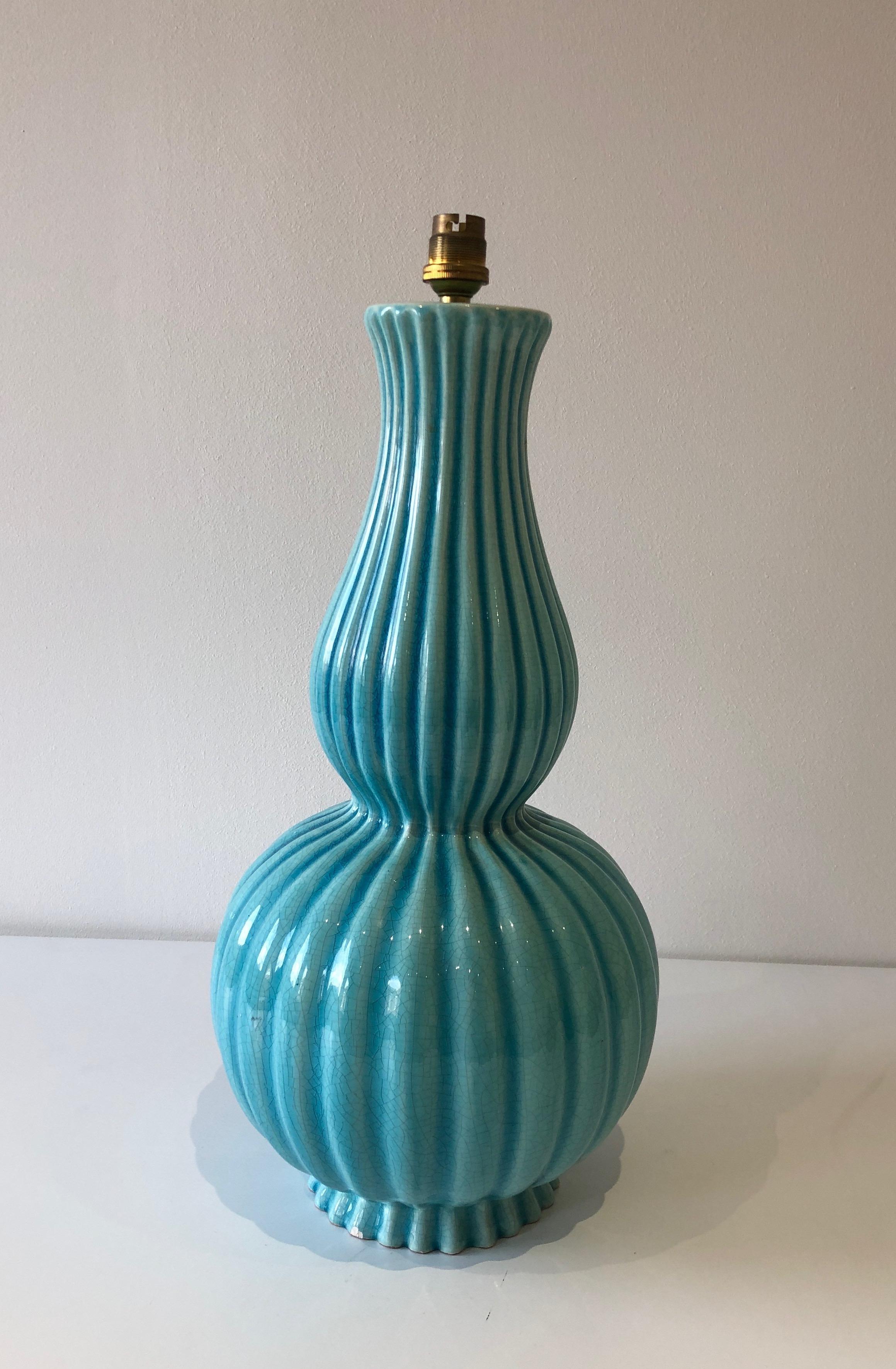 Glazed Ceramic Table Lamp, circa 1970 For Sale