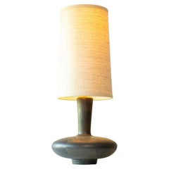 Ceramic Table Lamp Dark Brown, New Silk Lampshade by R. Houben