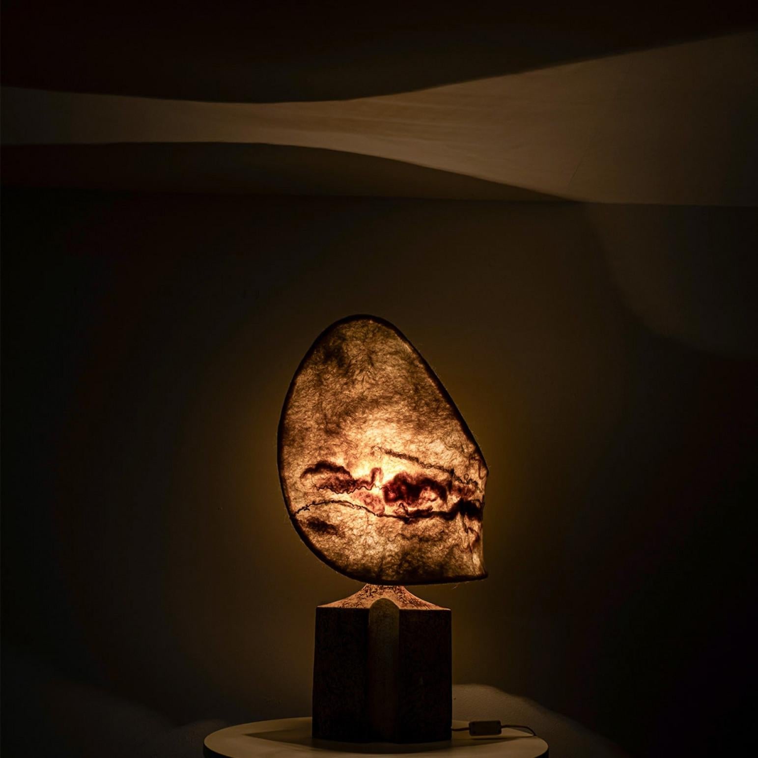 Lampe de table en céramique pour Soholm avec abat-jour unique en feutre fait à la main, Danemark 1960 en vente 4