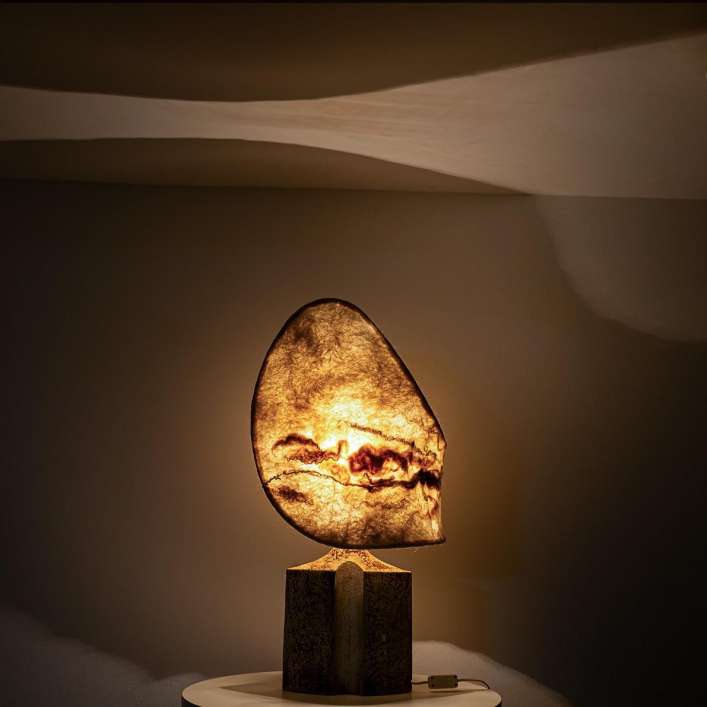 Lampe de table en céramique pour Soholm avec abat-jour unique en feutre fait à la main, Danemark 1960 en vente 5