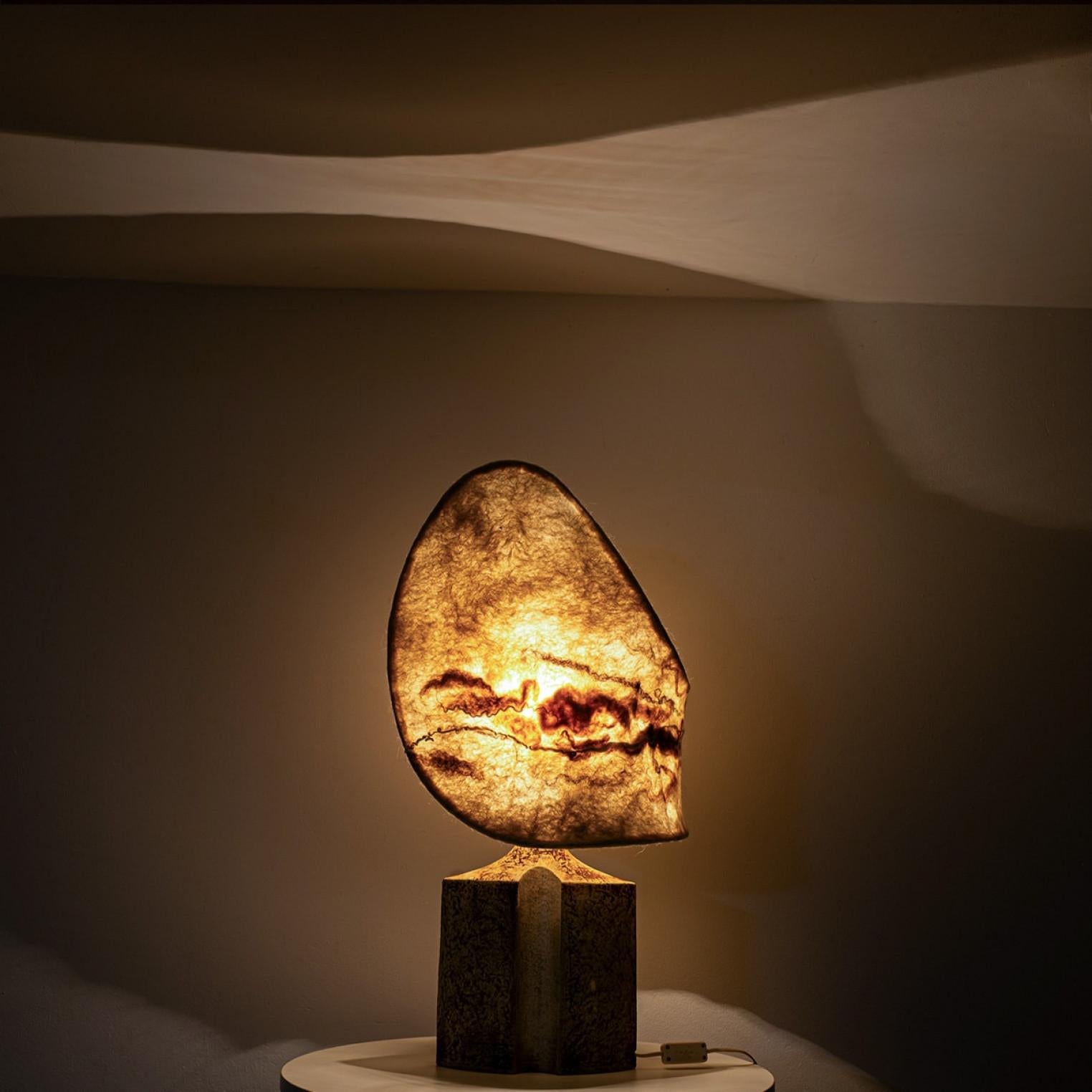 Lampe de table en céramique pour Soholm avec abat-jour unique en feutre fait à la main, Danemark 1960 en vente 5