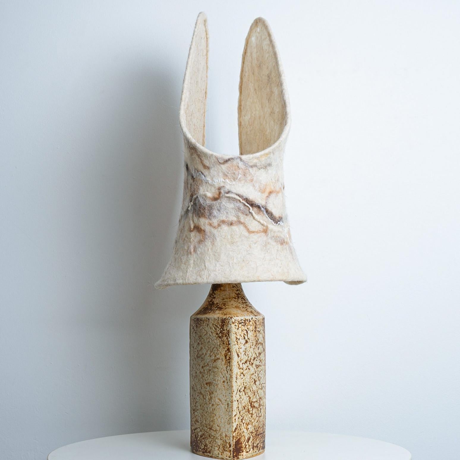 Ceramic Table Lamp for Soholm with Unique New Handmade Felt Shade, Denmark 1960 en vente 6