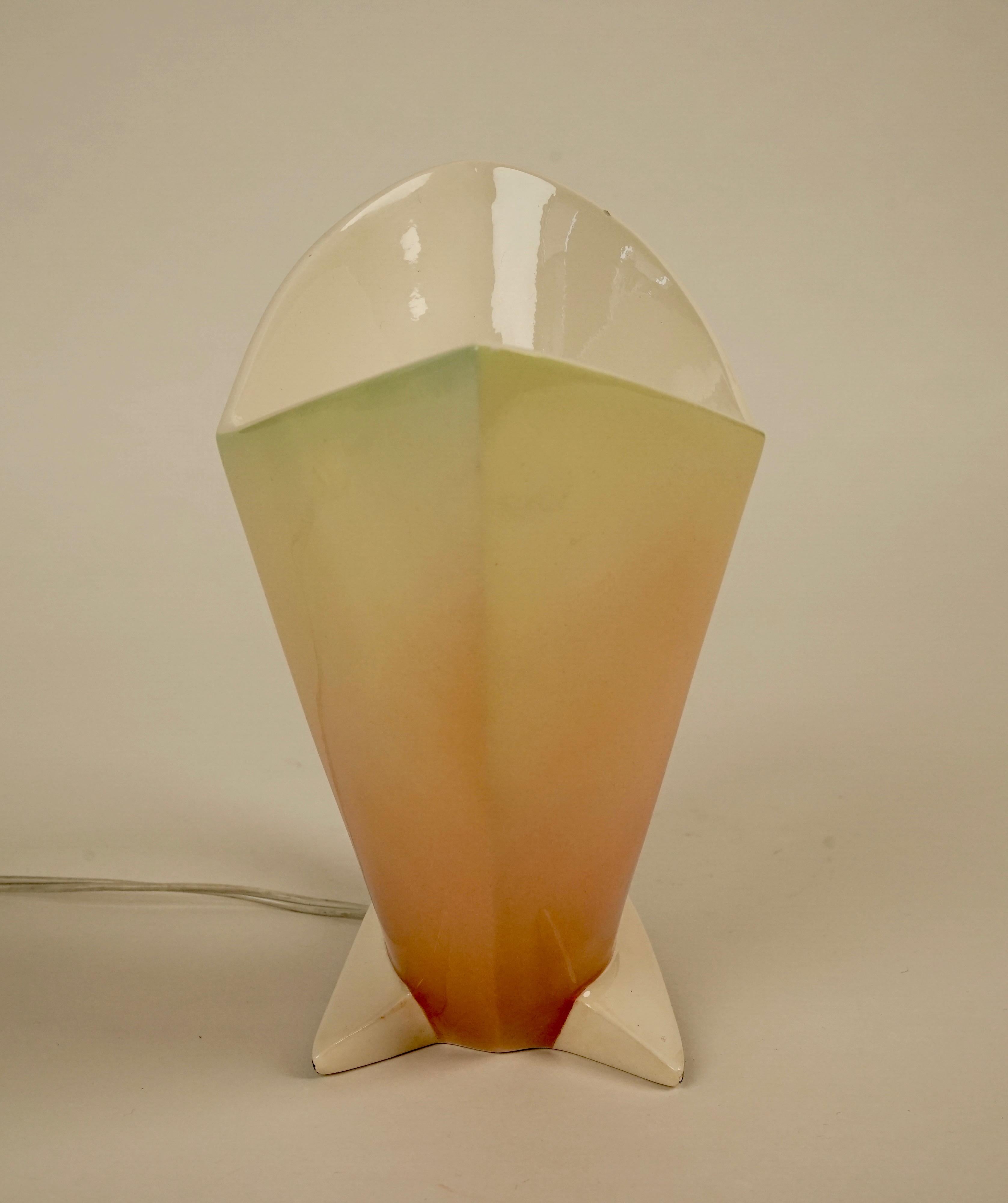 Italian ceramic table lamp, signed: 