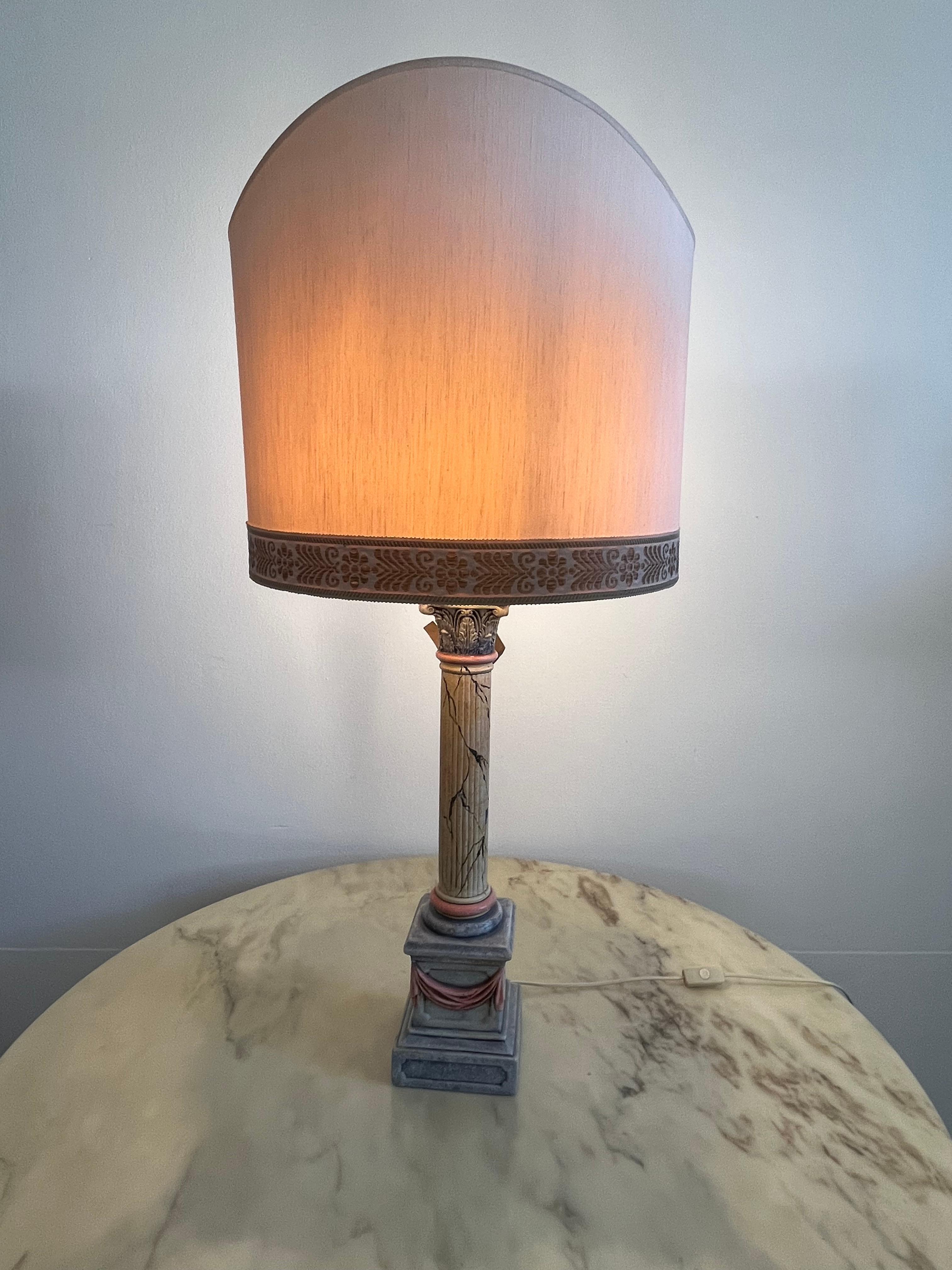 Ceramic Table Lamp, Hand Painted, Italy, 1980s For Sale 4