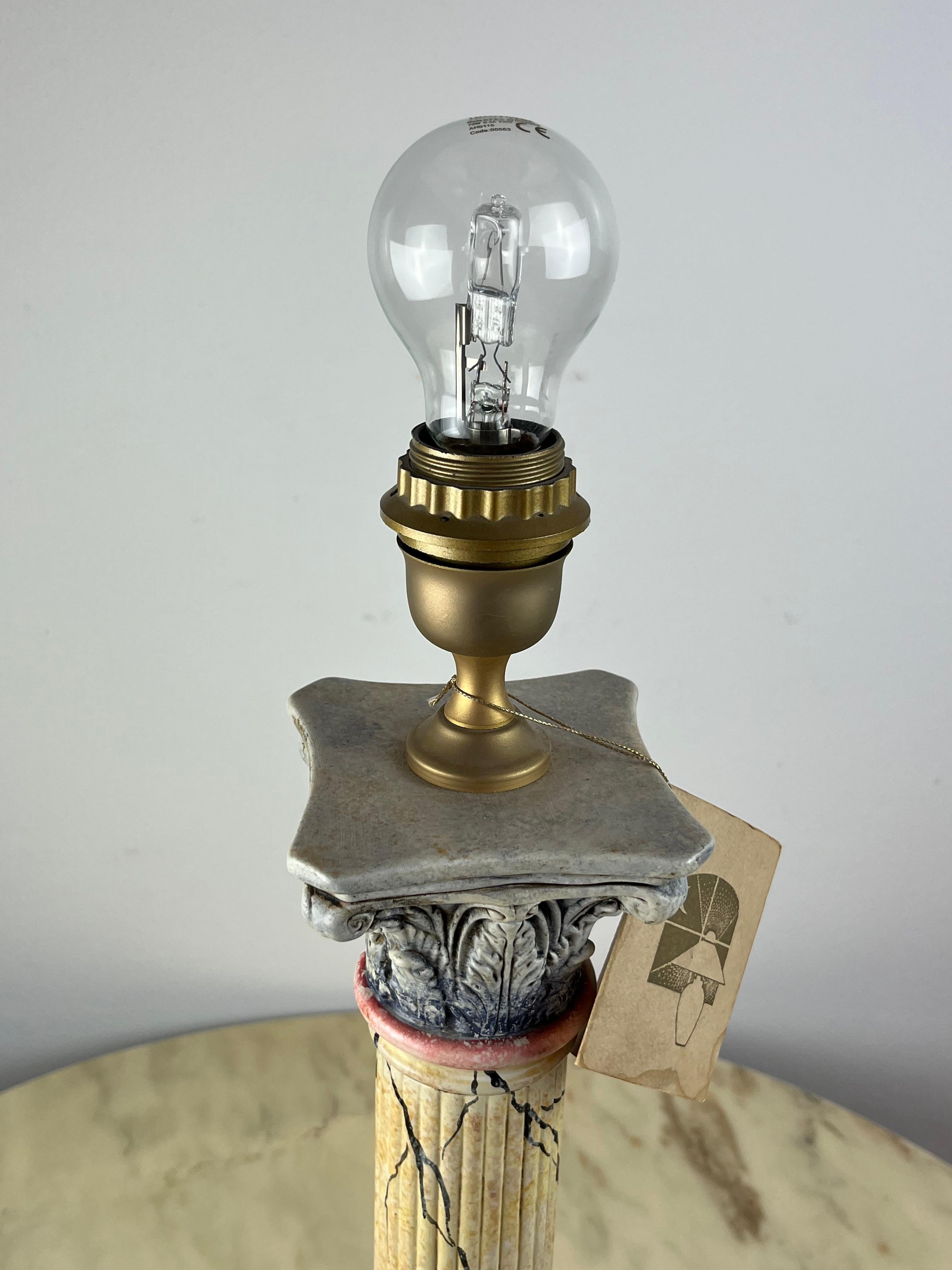 Late 20th Century Ceramic Table Lamp, Hand Painted, Italy, 1980s For Sale