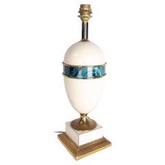 Ceramic Table Lamp Imitating Ostrich Eggs and Malachite