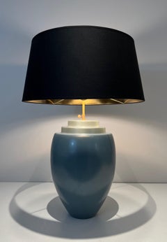 Ceramic Table Lamp in A Blue Color by Kosta