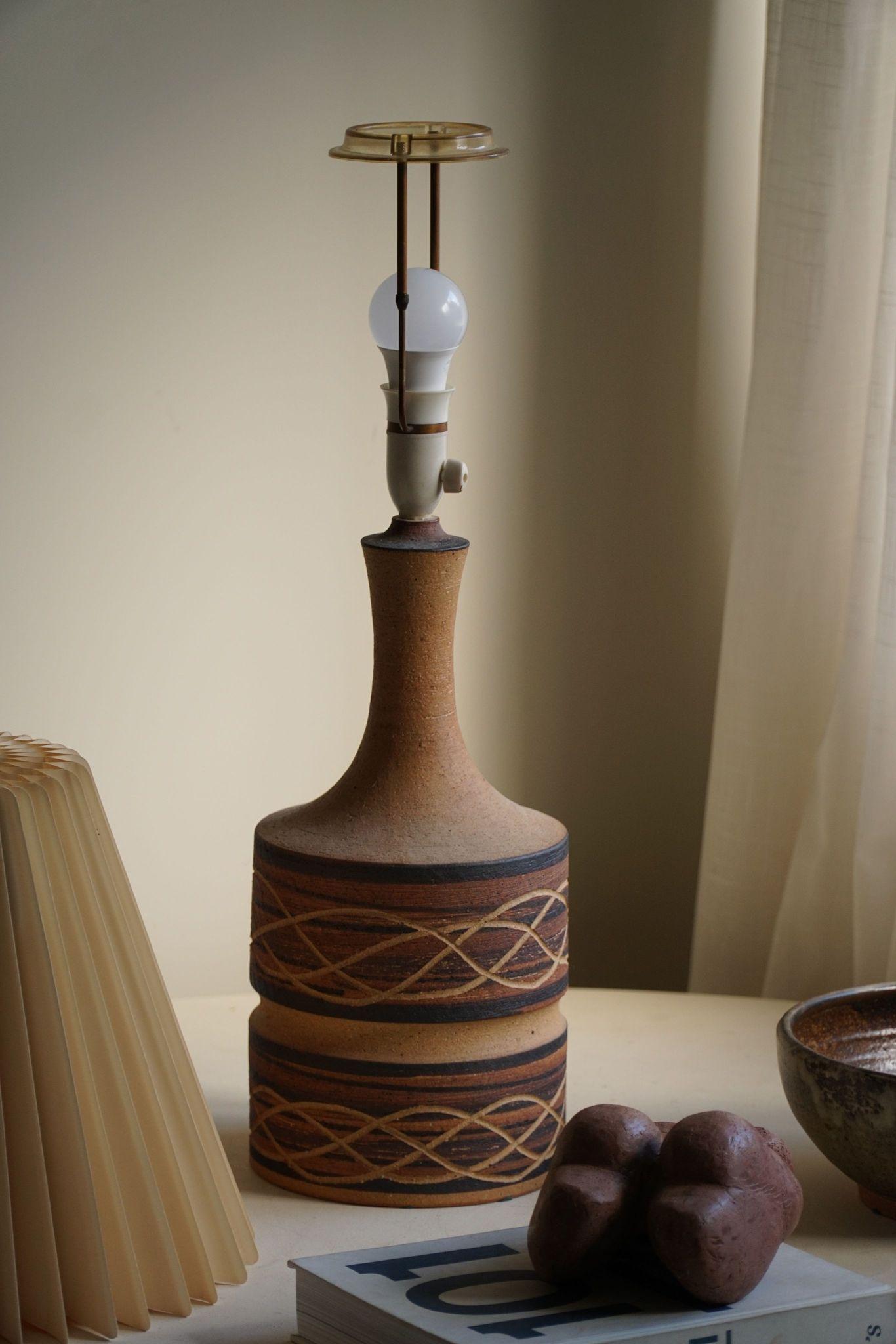 Ceramic Table Lamp in Earthern Colors by Axella, Danish Modern, 1970s 5