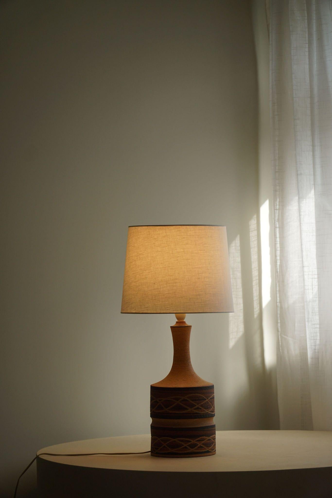 Hand-Crafted Ceramic Table Lamp in Earthern Colors by Axella, Danish Modern, 1970s