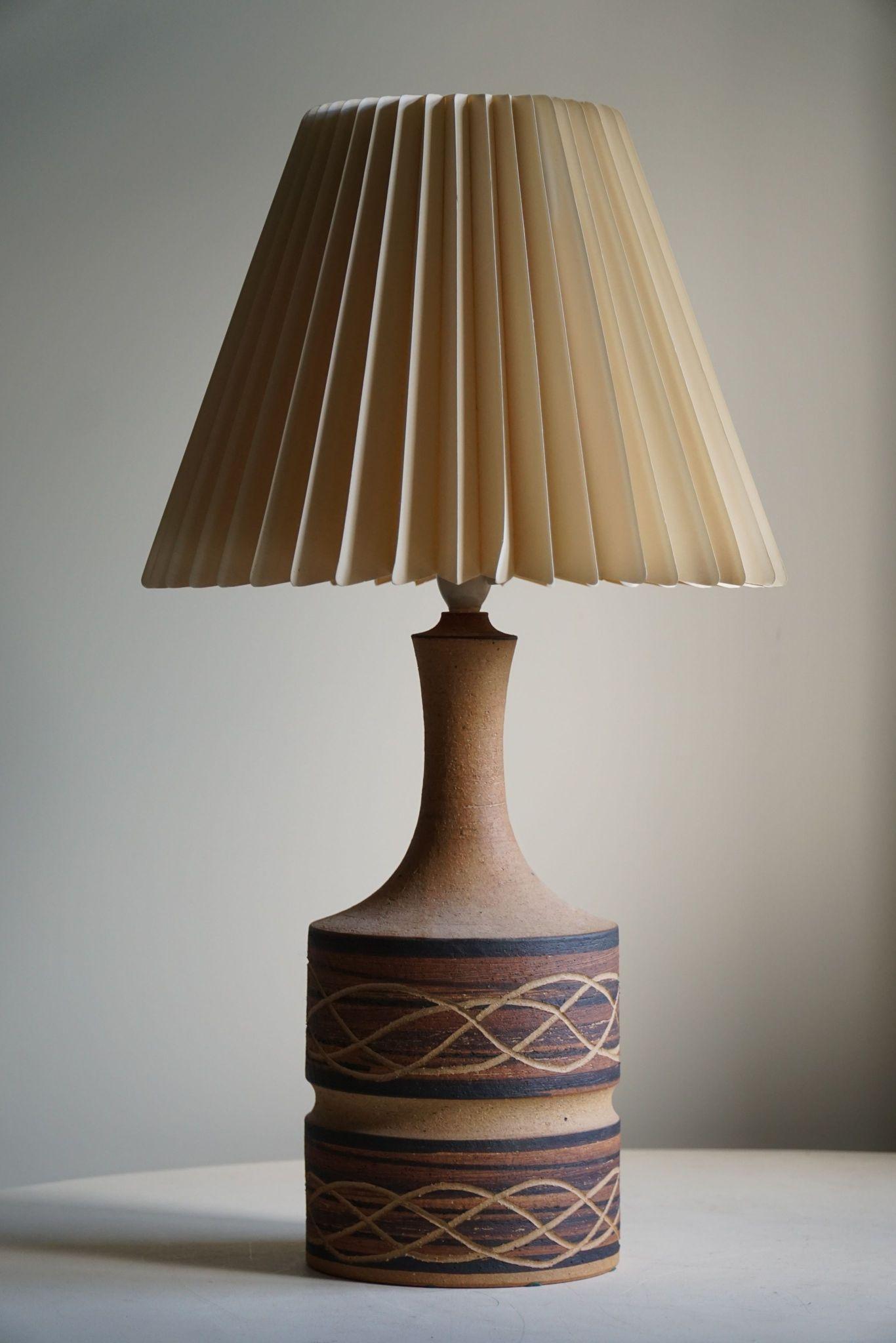 Ceramic Table Lamp in Earthern Colors by Axella, Danish Modern, 1970s 2
