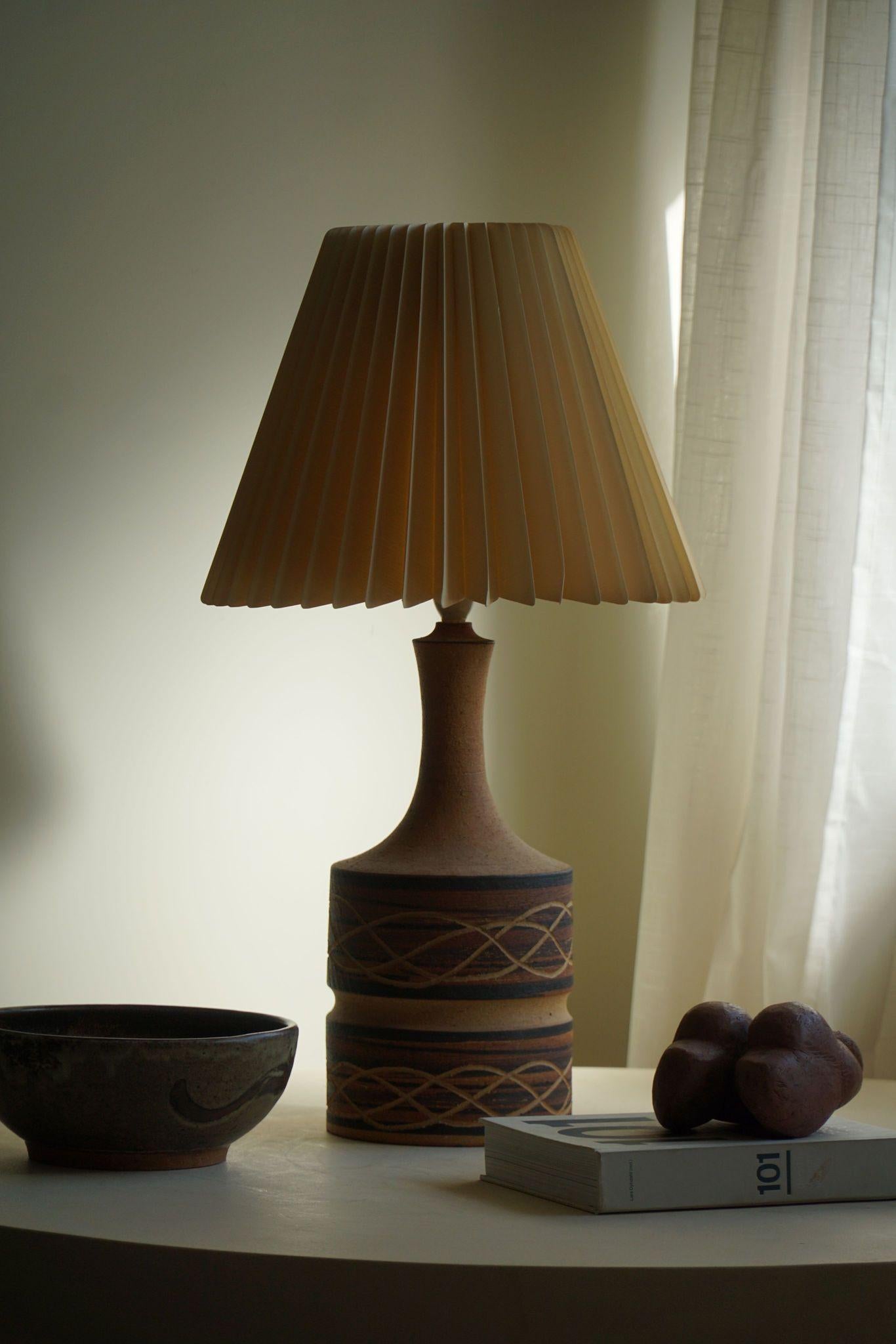 Ceramic Table Lamp in Earthern Colors by Axella, Danish Modern, 1970s 3