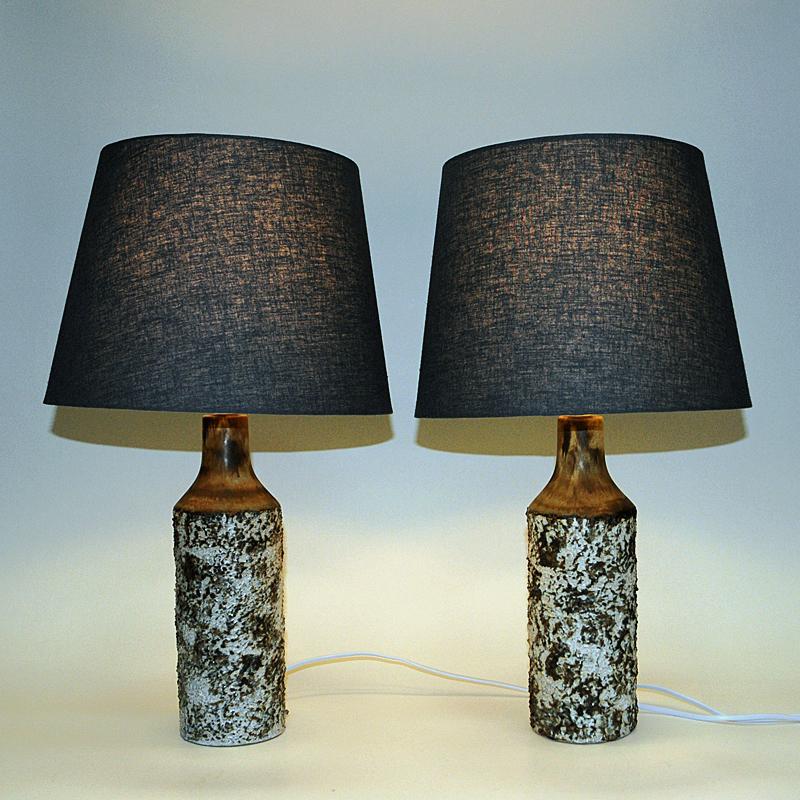 Scandinavian Modern Ceramic table lamp pair Birch by Bruno Karlsson for Ego, Sweden 1970s For Sale