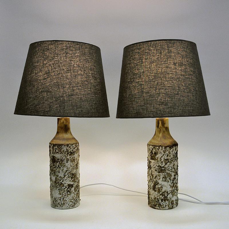 Swedish Ceramic table lamp pair Birch by Bruno Karlsson for Ego, Sweden 1970s For Sale