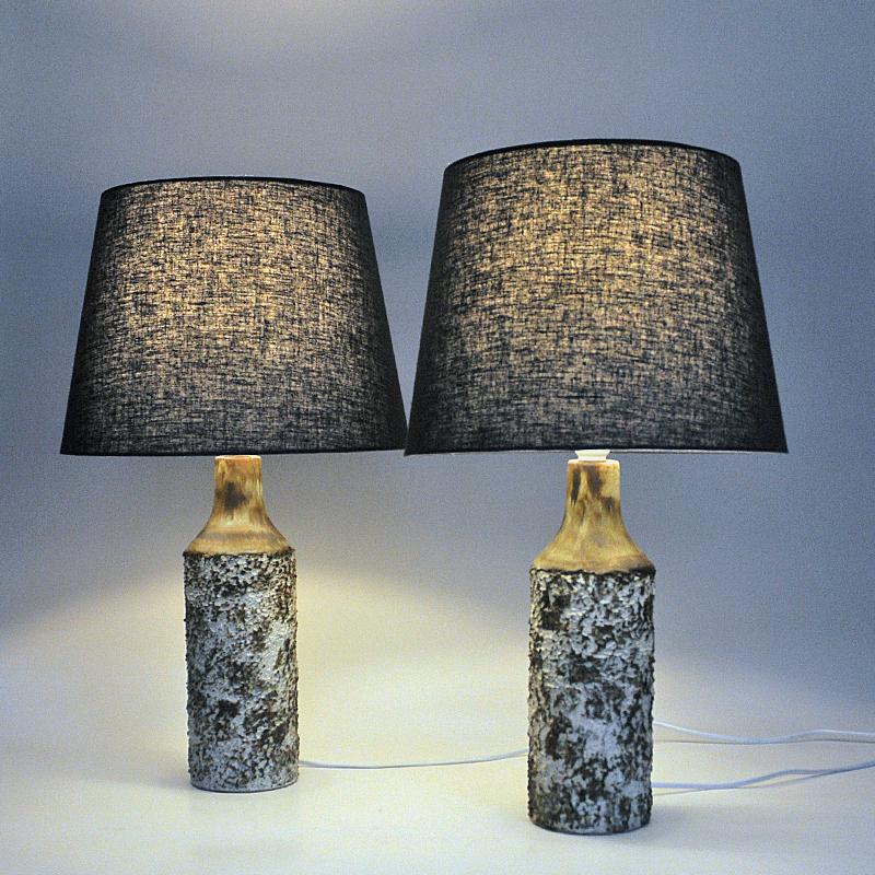 Ceramic table lamp pair Birch by Bruno Karlsson for Ego, Sweden 1970s In Good Condition For Sale In Stockholm, SE