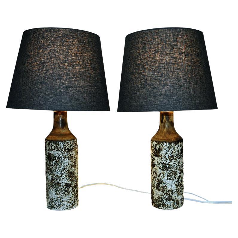 Ceramic table lamp pair Birch by Bruno Karlsson for Ego, Sweden 1970s For Sale