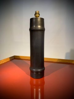 Mid-Century Modern Vallauris Ceramic Table Lamp with Bamboo Design