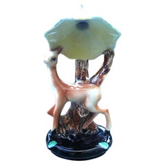 Ceramic table lamp with ashtray, manufactured by Fosse.
