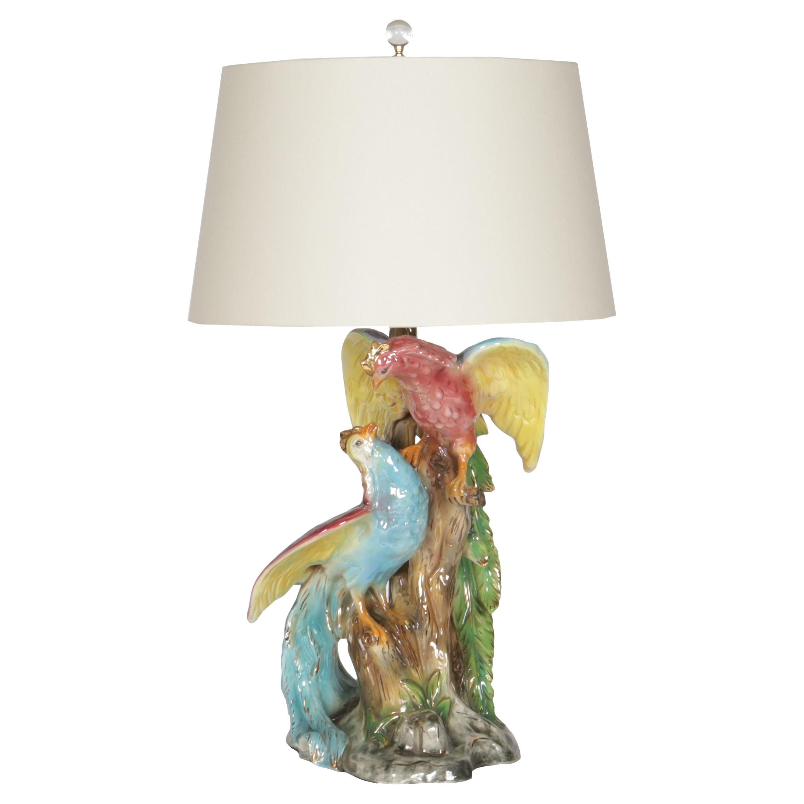 Vintage ceramic shop bird lamp