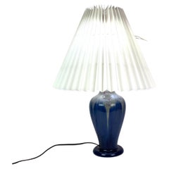 Ceramic Table Lamp with Blue Glaze and Paper Shade, by Michael Andersen