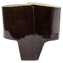 Ceramic Table Lamp with Brown Glaze Decoration by Denis Castaing, 2020