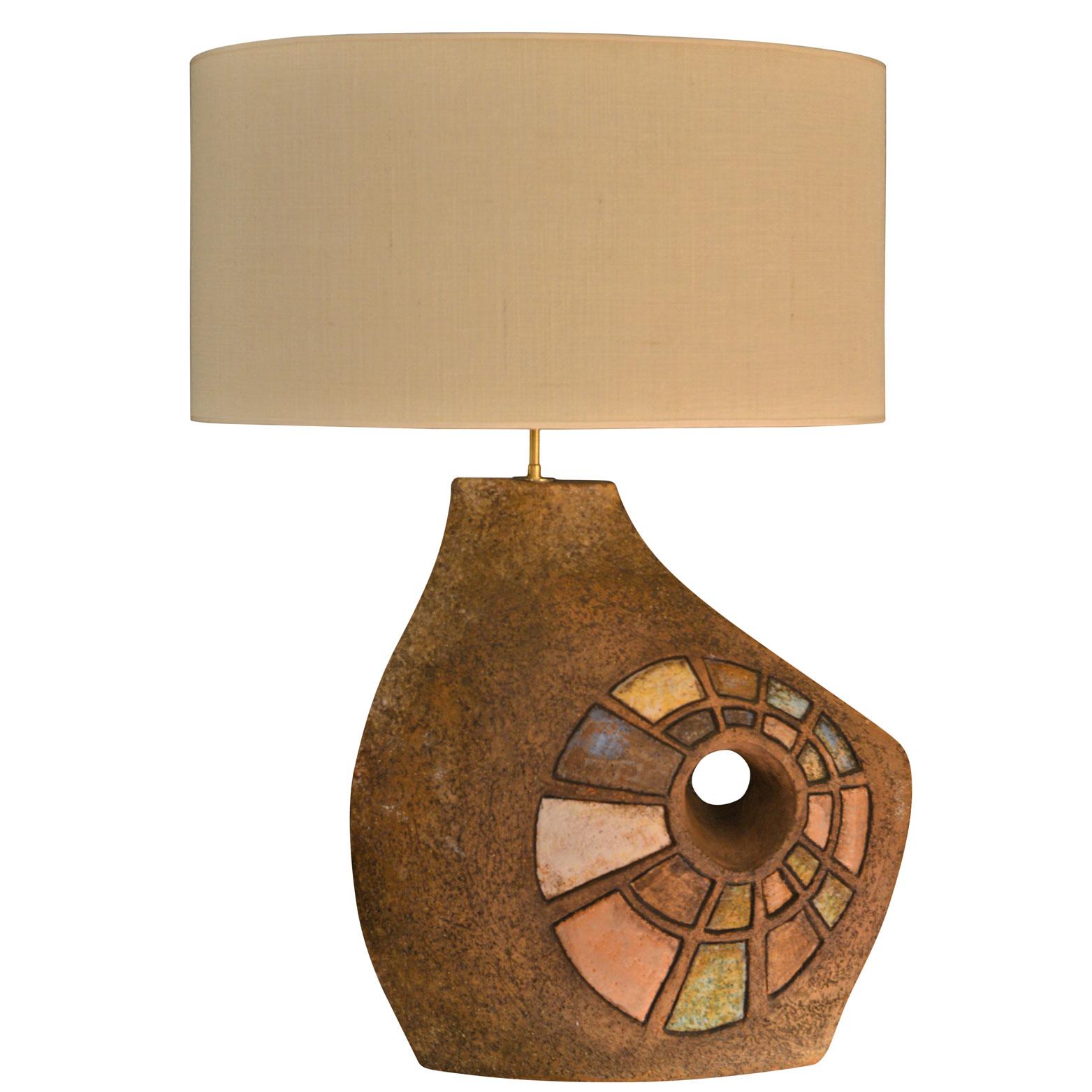 Ceramic Table Lamp with Colored Elements, France, 1960s For Sale