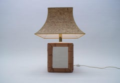 Ceramic Table Lamp with Cork Shade in Japan Bamboo Look by Leola, 1970s, Germany