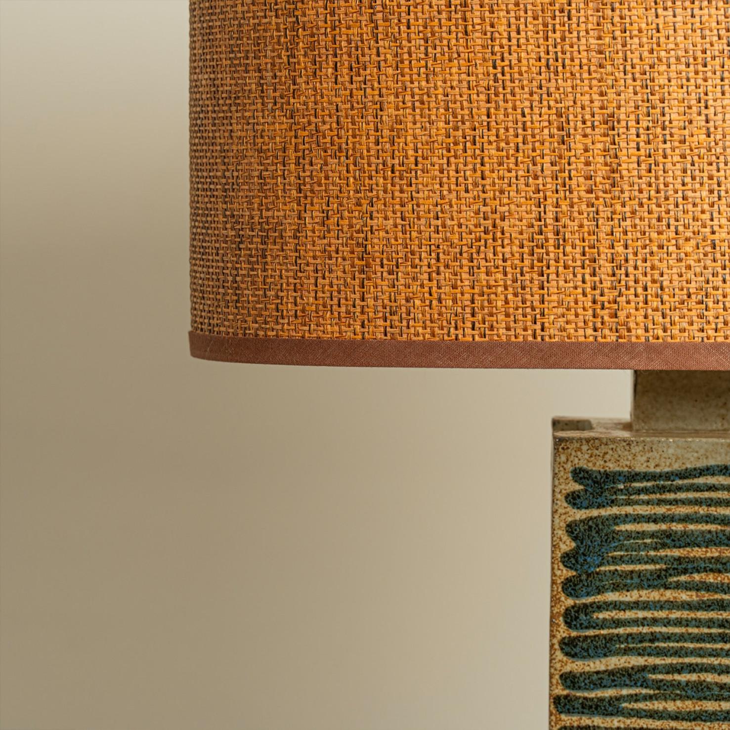 Ceramic Table Lamp with Custom Made Lampshade René Houben, Denmark 1970s For Sale 3