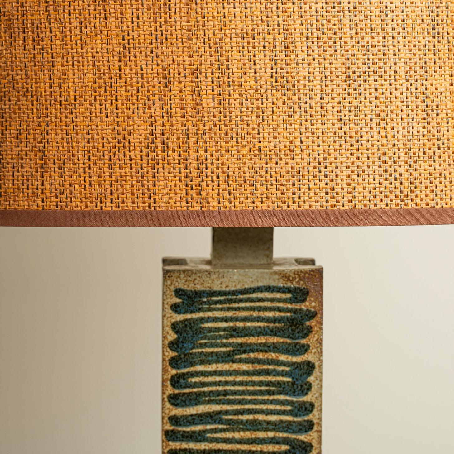 Other Ceramic Table Lamp with Custom Made Lampshade René Houben, Denmark 1970s For Sale