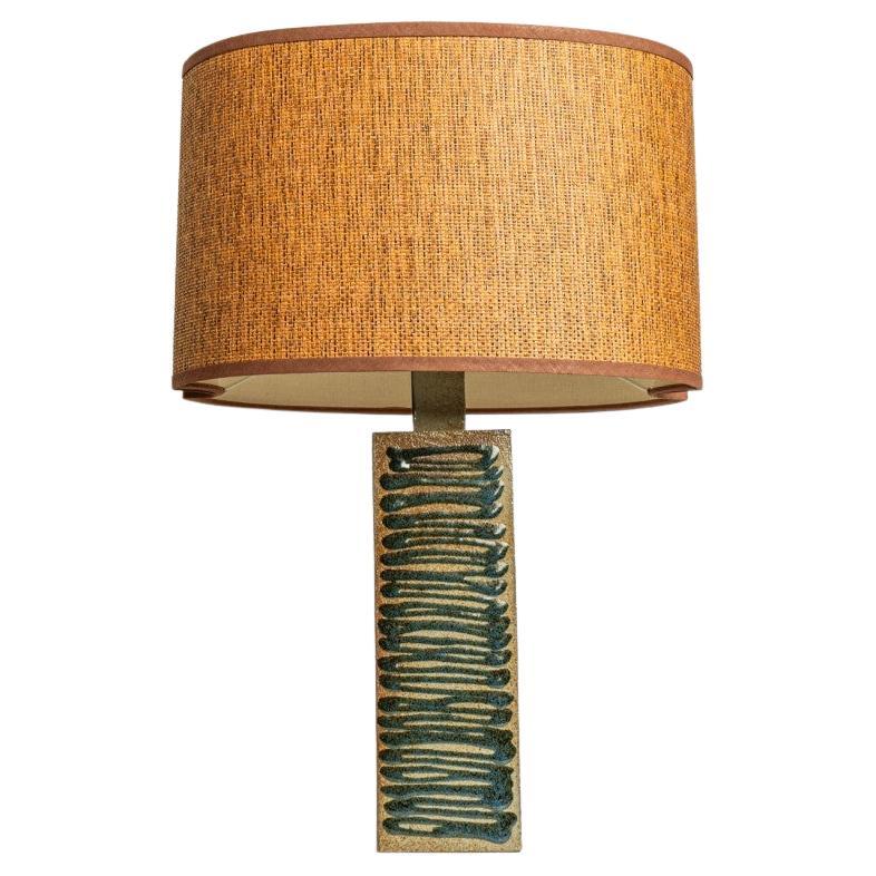 Lampada da tavolo in ceramica con paralume personalizzato René Houben, Danimarca, anni '70