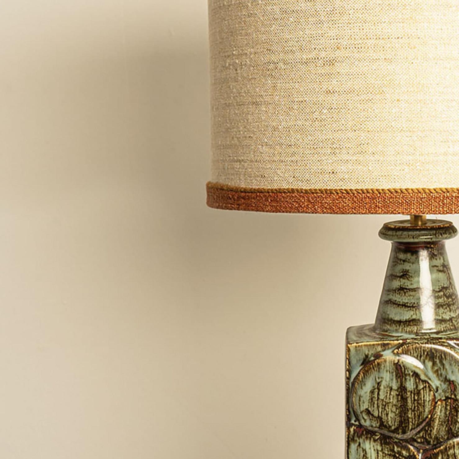 Ceramic Table Lamp with Custom Made Silk Lampshade René Houben, Denmark 1970s For Sale 6