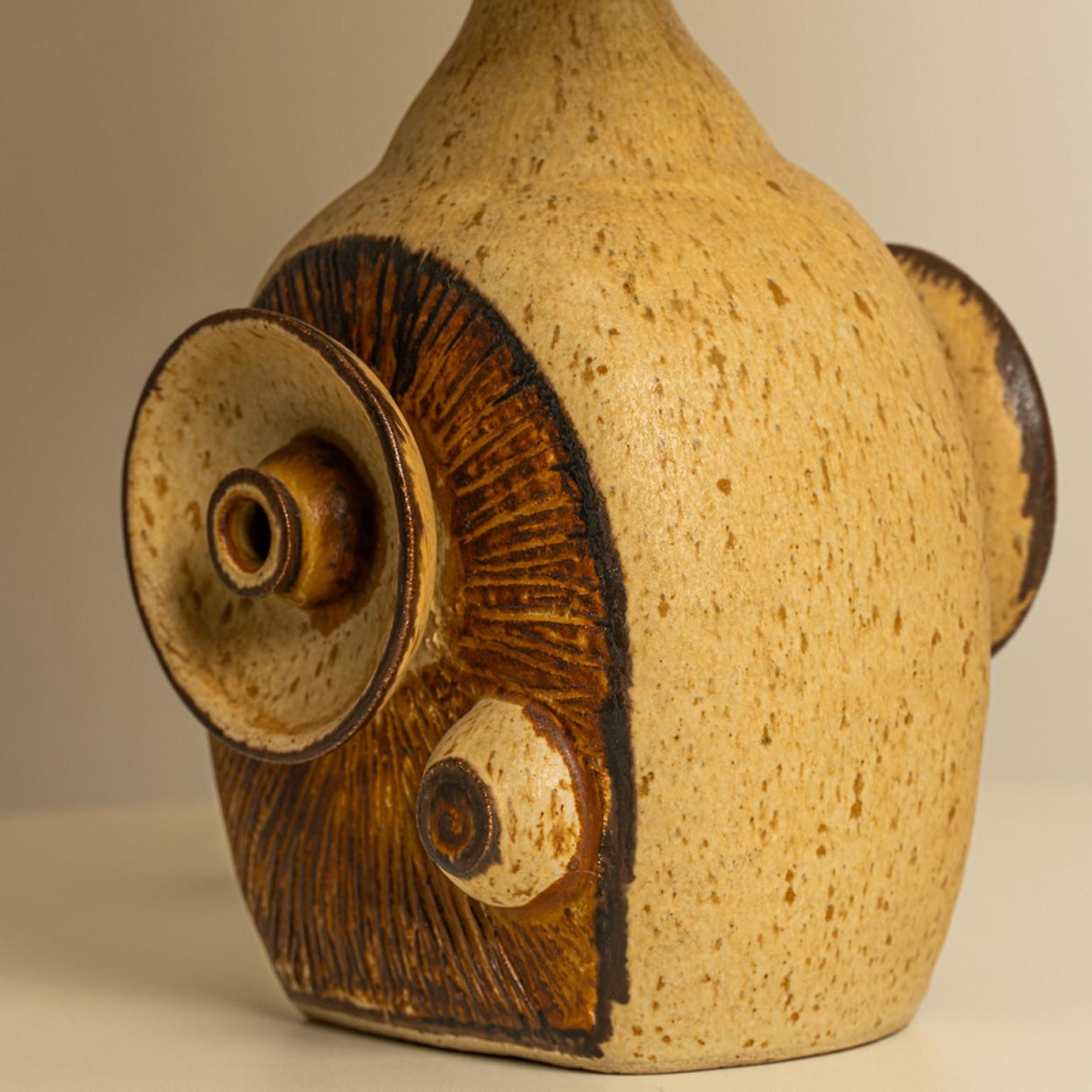 Danish Ceramic Table Lamp with Custom Silk Lampshade by Rene Houben For Sale