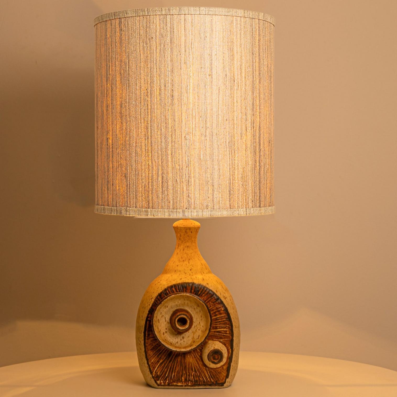 Other Ceramic Table Lamp with Custom Silk Lampshade by Rene Houben For Sale