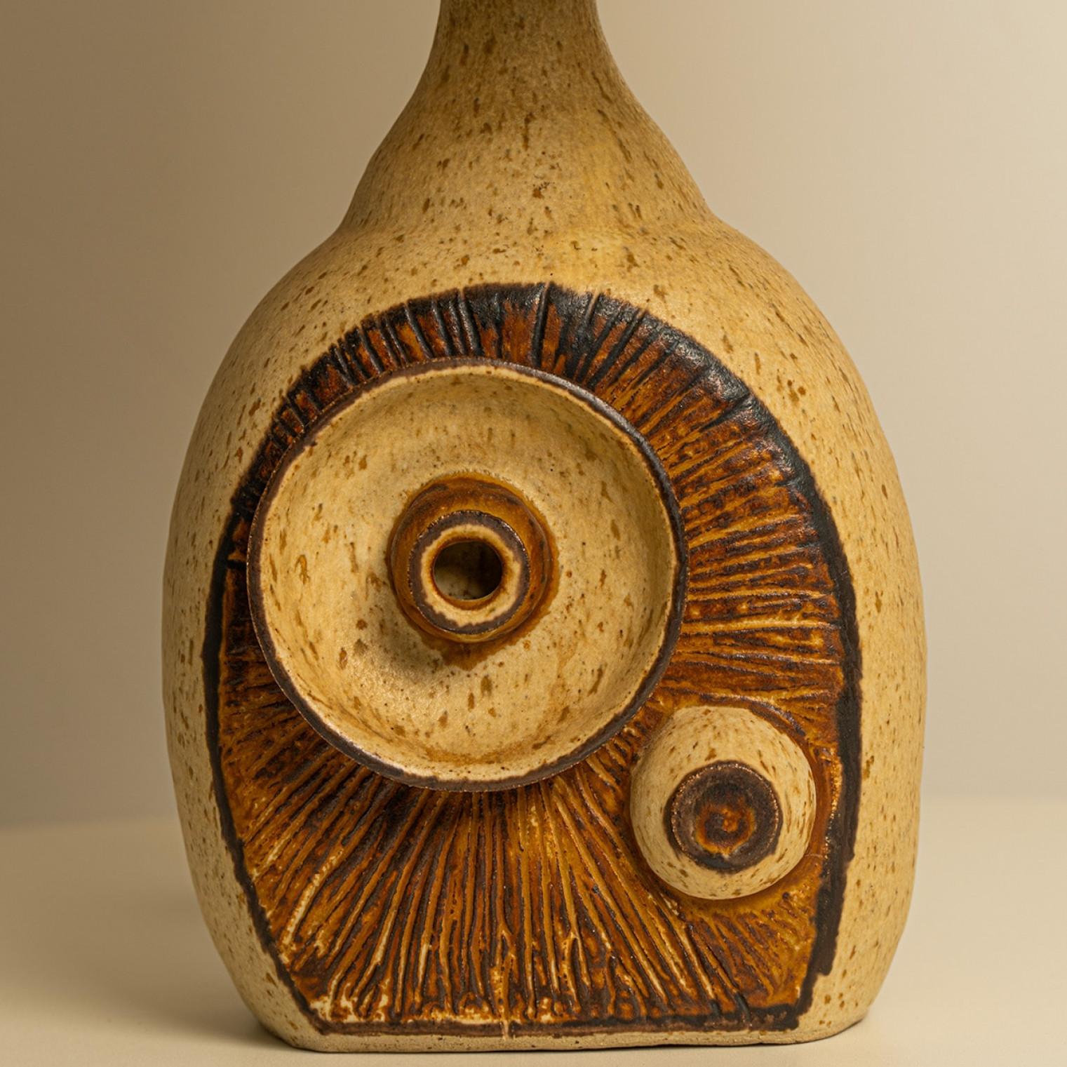 Ceramic Table Lamp with Custom Silk Lampshade by Rene Houben In Good Condition For Sale In Rijssen, NL