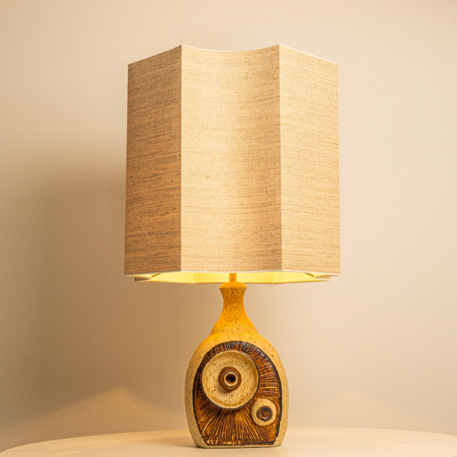 Ceramic Table Lamp with Custom Silk Lampshade by Rene Houben For Sale 2