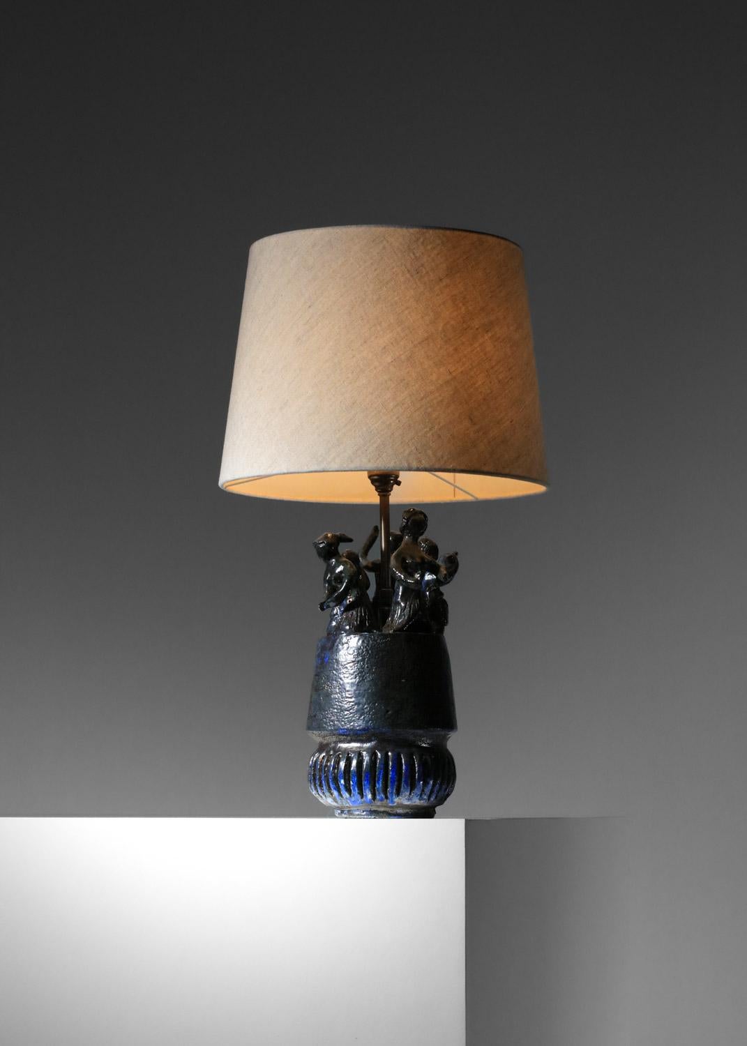 Lampe de table en céramique avec design de danseuse signée 60's pièces uniques françaises en vente 2