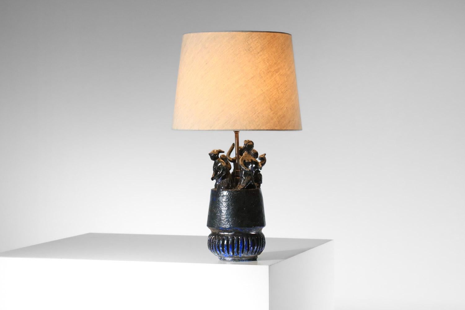 Lampe de table en céramique avec design de danseuse signée 60's pièces uniques françaises en vente 4