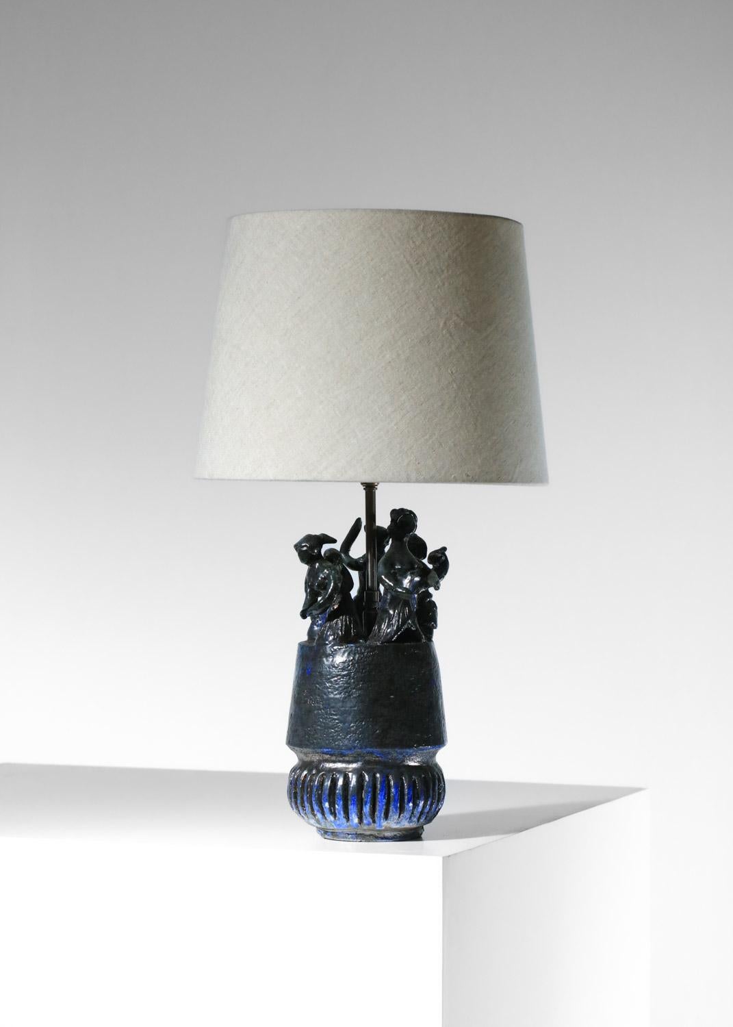 Lampe de table en céramique avec design de danseuse signée 60's pièces uniques françaises en vente 5