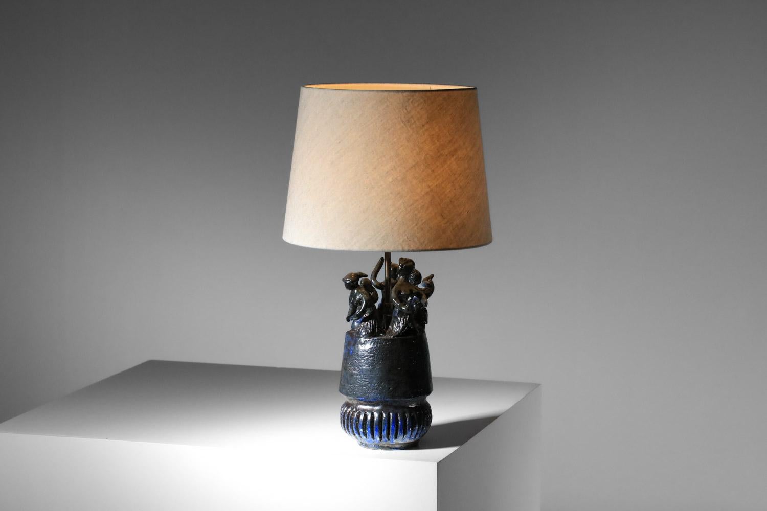 Céramique Lampe de table en céramique avec design de danseuse signée 60's pièces uniques françaises en vente
